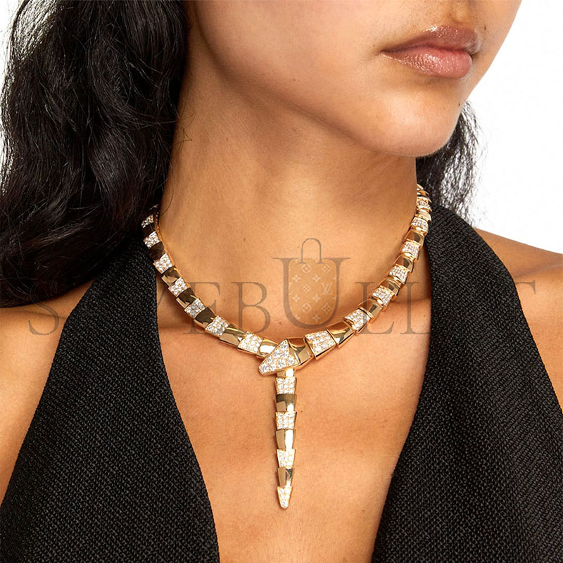 BVLGARI YELLOW GOLD AND DIAMOND SERPENTI SCAGLIE NECKLACE 